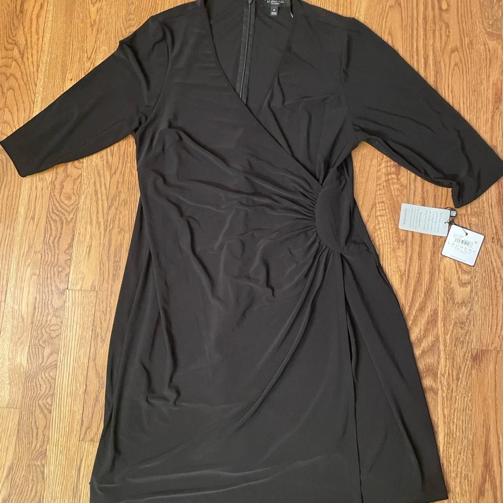 Laundry by Shelli Segal Black V-Neck Sheath Dress Knee Length Women's Size 1X - Picture 4 of 15